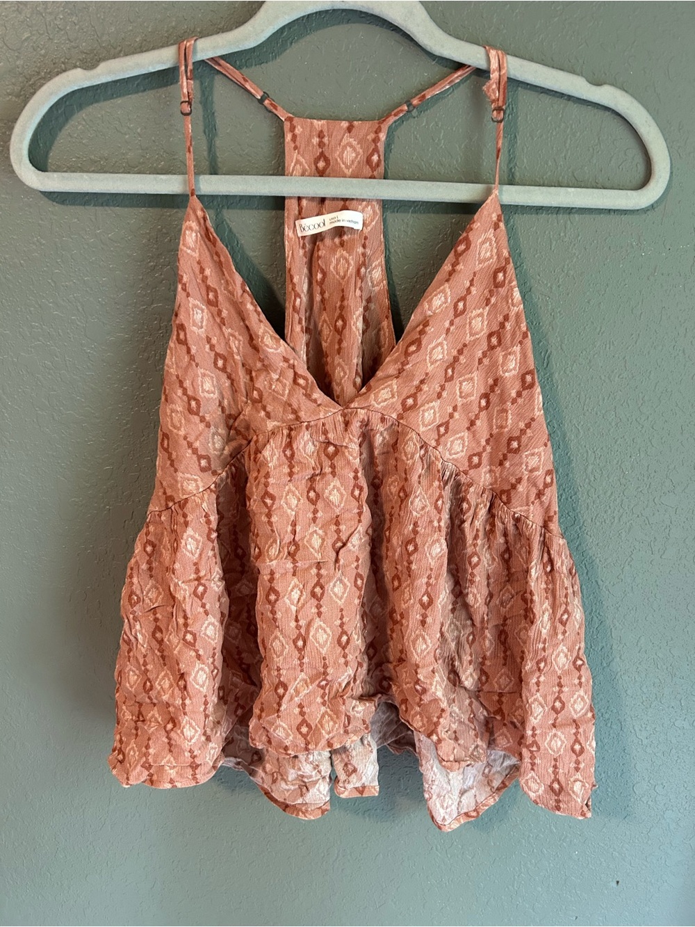 Becool brown and beige geometric patterned blouse in a L #geometric #boho